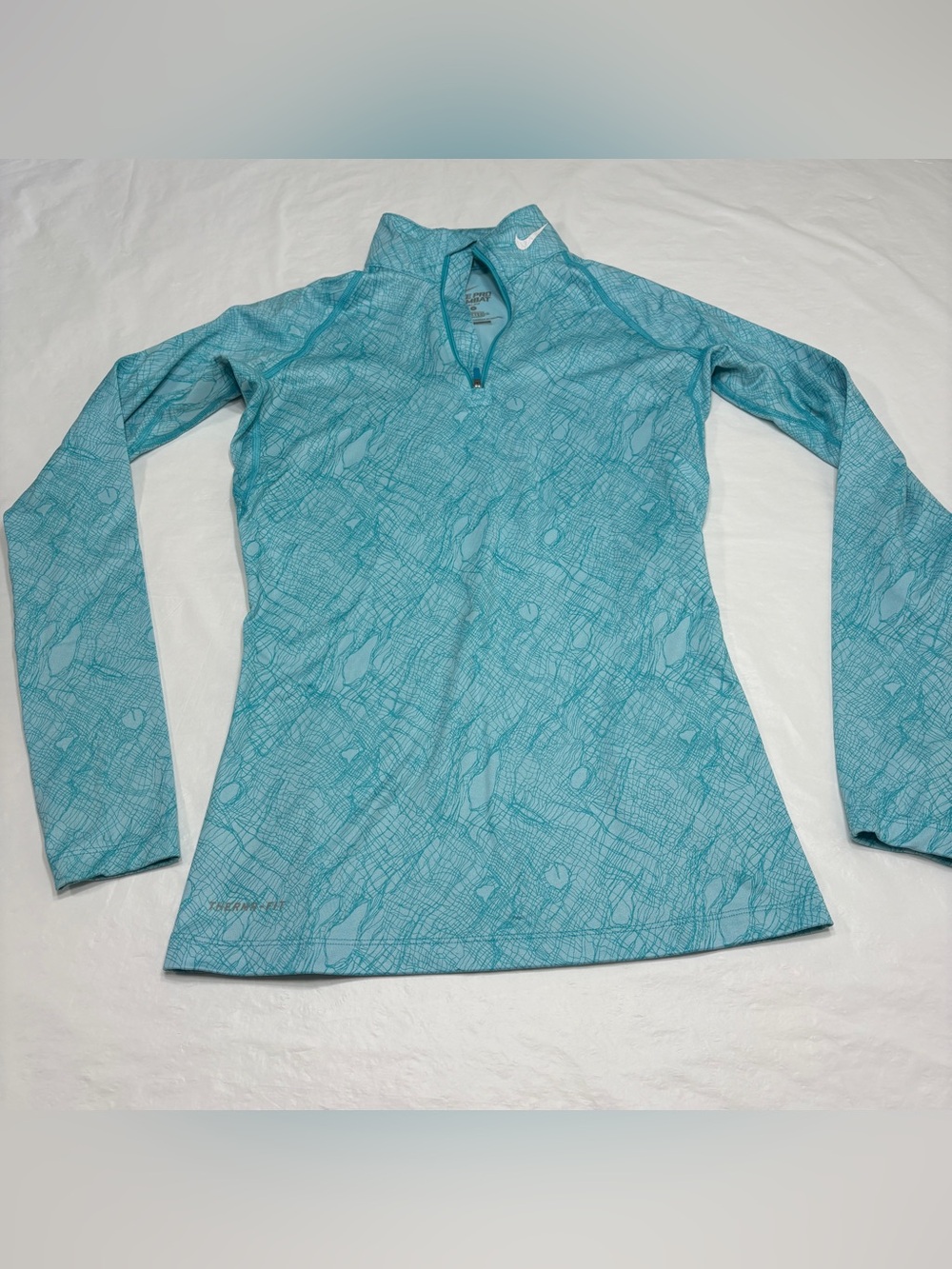 Nike Pro Combat Therma-Fit 1/4 Zip Pullover Women’s Small Blue Dri-Fit Fitted